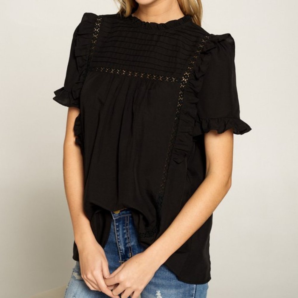 High neck pintuck top